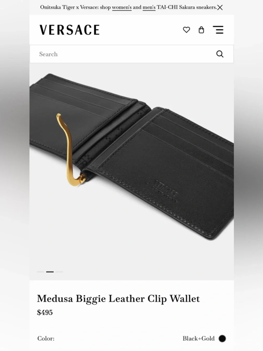 COACH Smooth Leather Money Clip Bi-Fold Wallet — Black w/ Brass — VGC